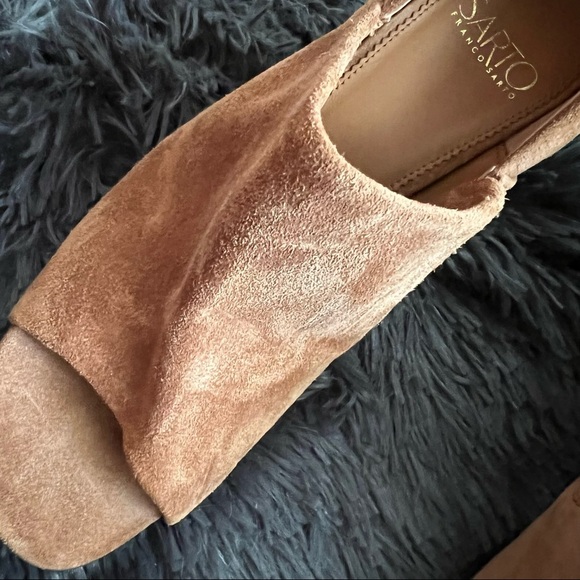 Franco Sarto A Ellison Brown Leather Bootie Block Heel Sandal - Picture 6 of 6